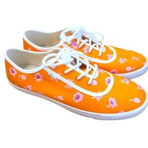TOMS Persimmon Orange Spring Floral Sneakers Size 9